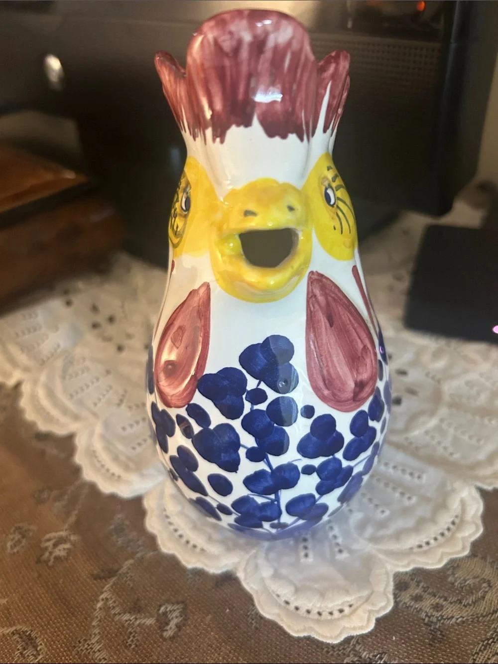 Vintage Signed Capri Handpainted Rooster Pitcher Italy